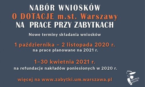 Nabór wniosków o dotacje m.st. Warszawy na prace przy zabytkach
